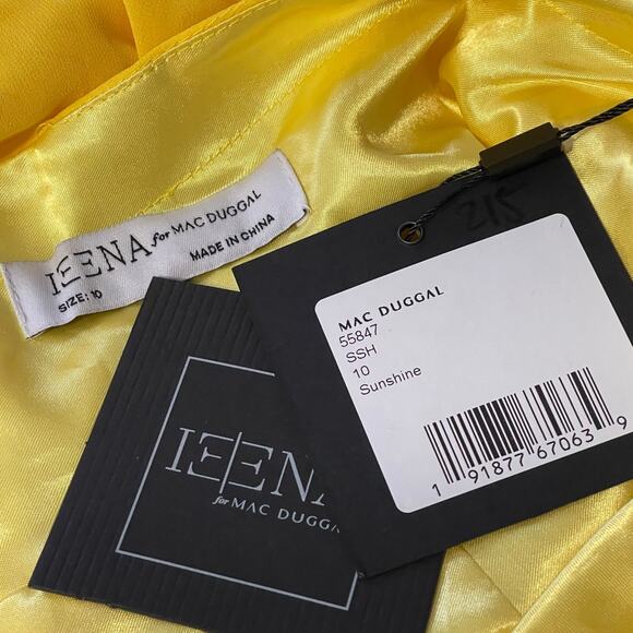 NEW Mac Duggal Size 10 55847 Yellow Asymmetrical Ruffle Hem Halter Strap Dress - Picture 4 of 8